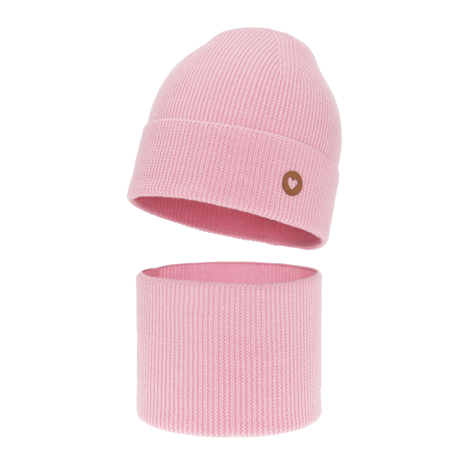 Pige efterår/forår sæt: hue og halsvarmer, pink, med merinould, Brook