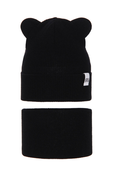 Pige efterår/forår sæt, med bomuld, sort, Kajra