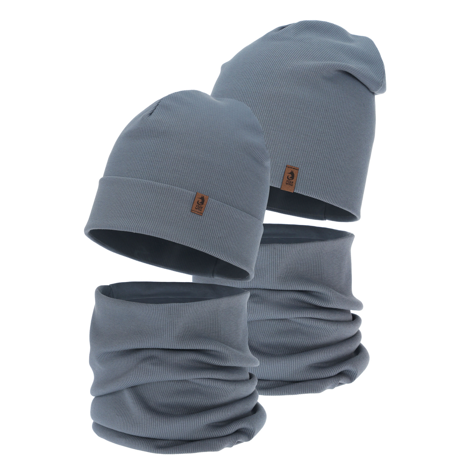 Dreng efterår/forår sæt: hue og halsvarmer, mørkegrå, Amalfi