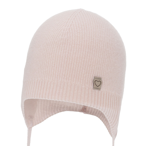 Pige efterår/forår hue, lyserød, med merinould og kashmir, med bindebånd, Orida