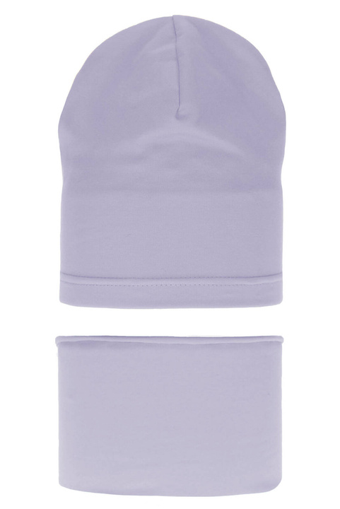 Pige efterår/forår sæt: hue og halsvarmer, lilla, bomuld, Hazelka