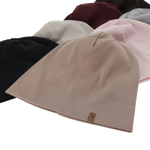 Dame efterår/forår hue, beige, bomuld, Zenita