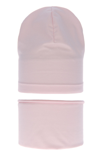 Pige efterår/forår sæt: hue og halsvarmer, rosa, bomuld, Hazelka