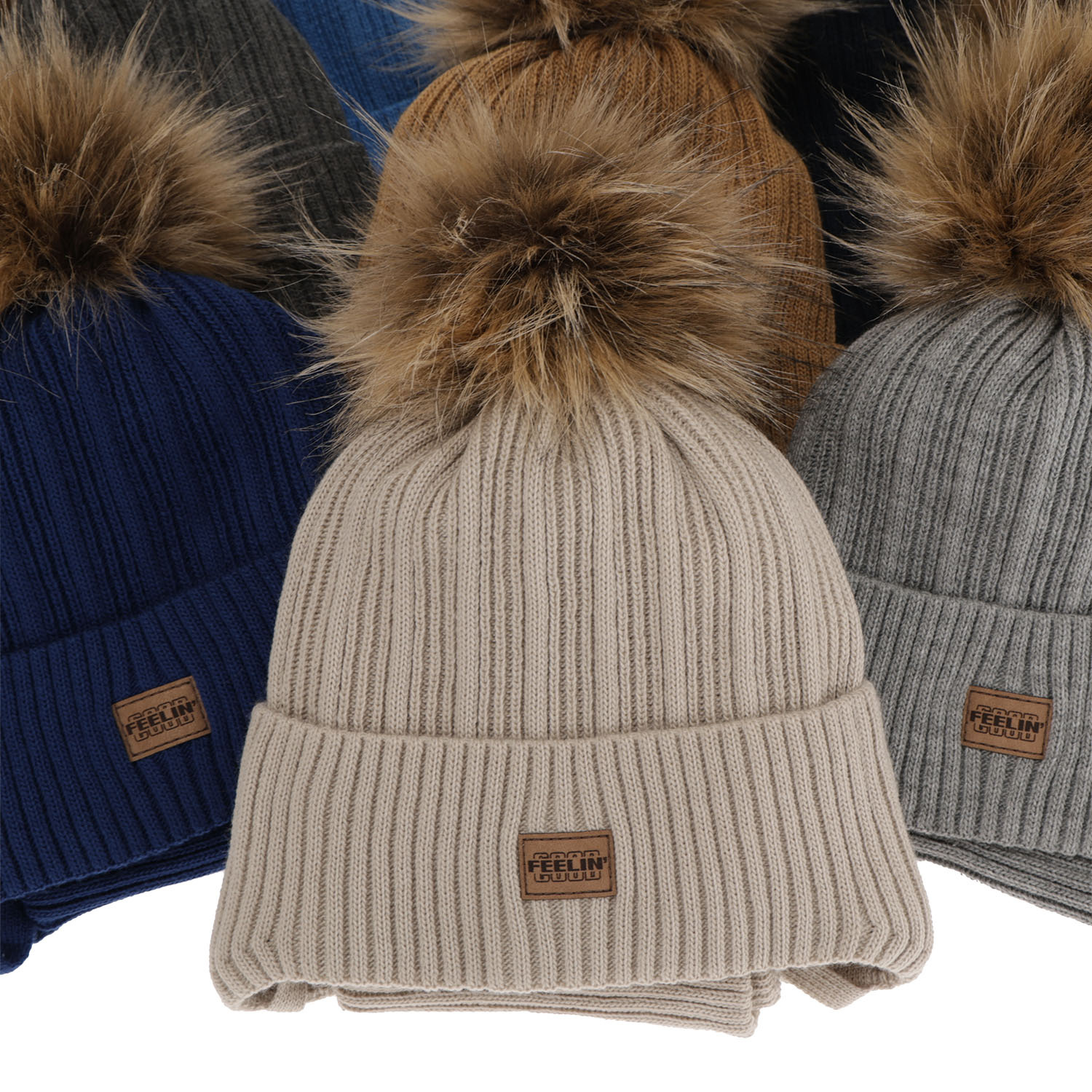 Dreng vintersæt, grå, med garn pompon, Eger