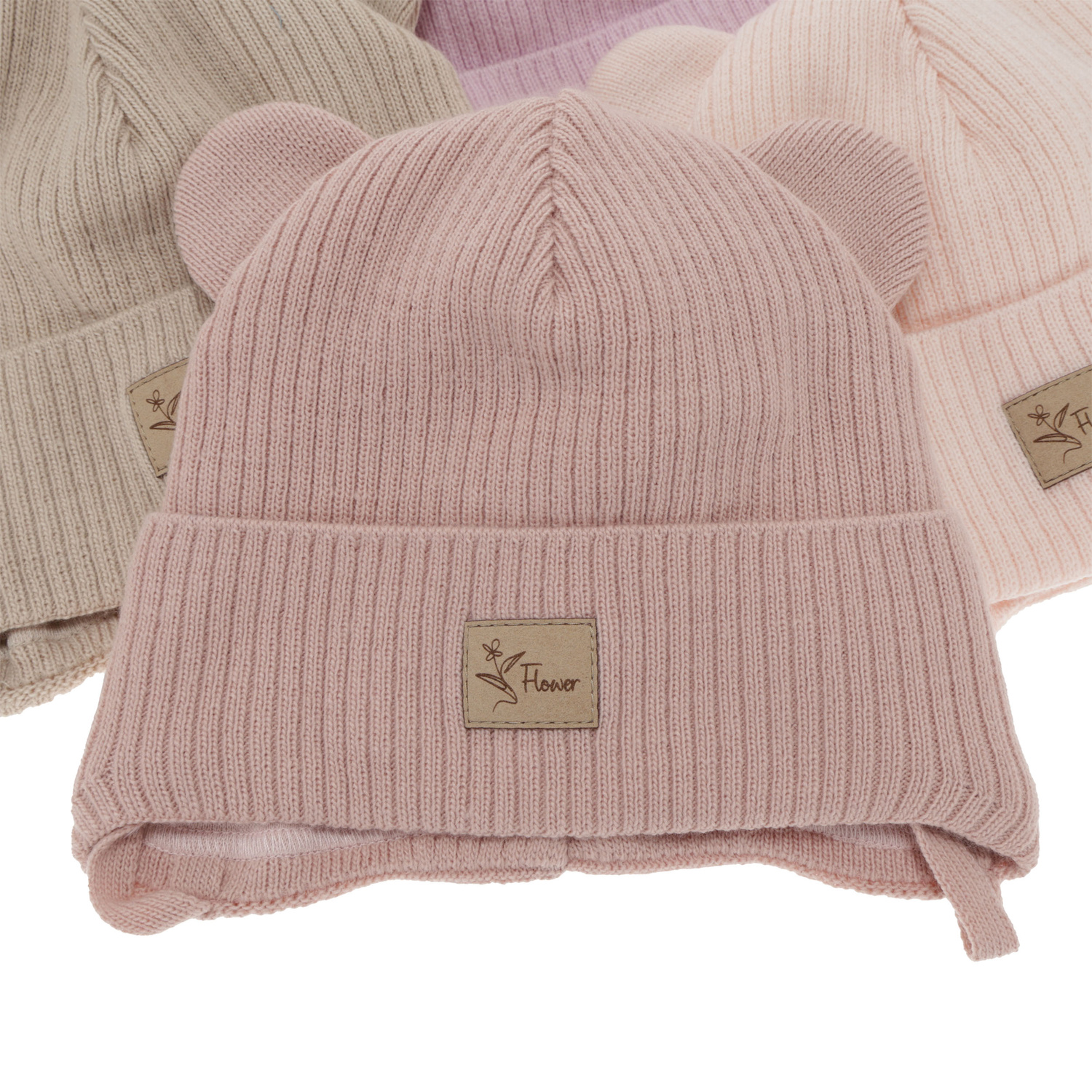 Pige efterår/forår hue, cremehvid, med bindebånd, Djona