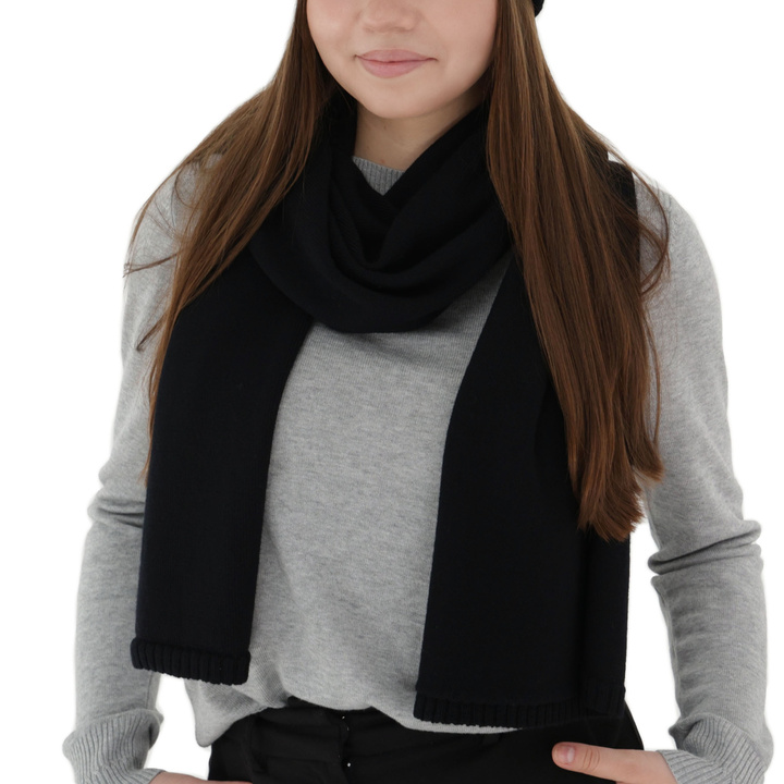 Dame vintertørklæde, sort, 100% Merino Uld, Elonia