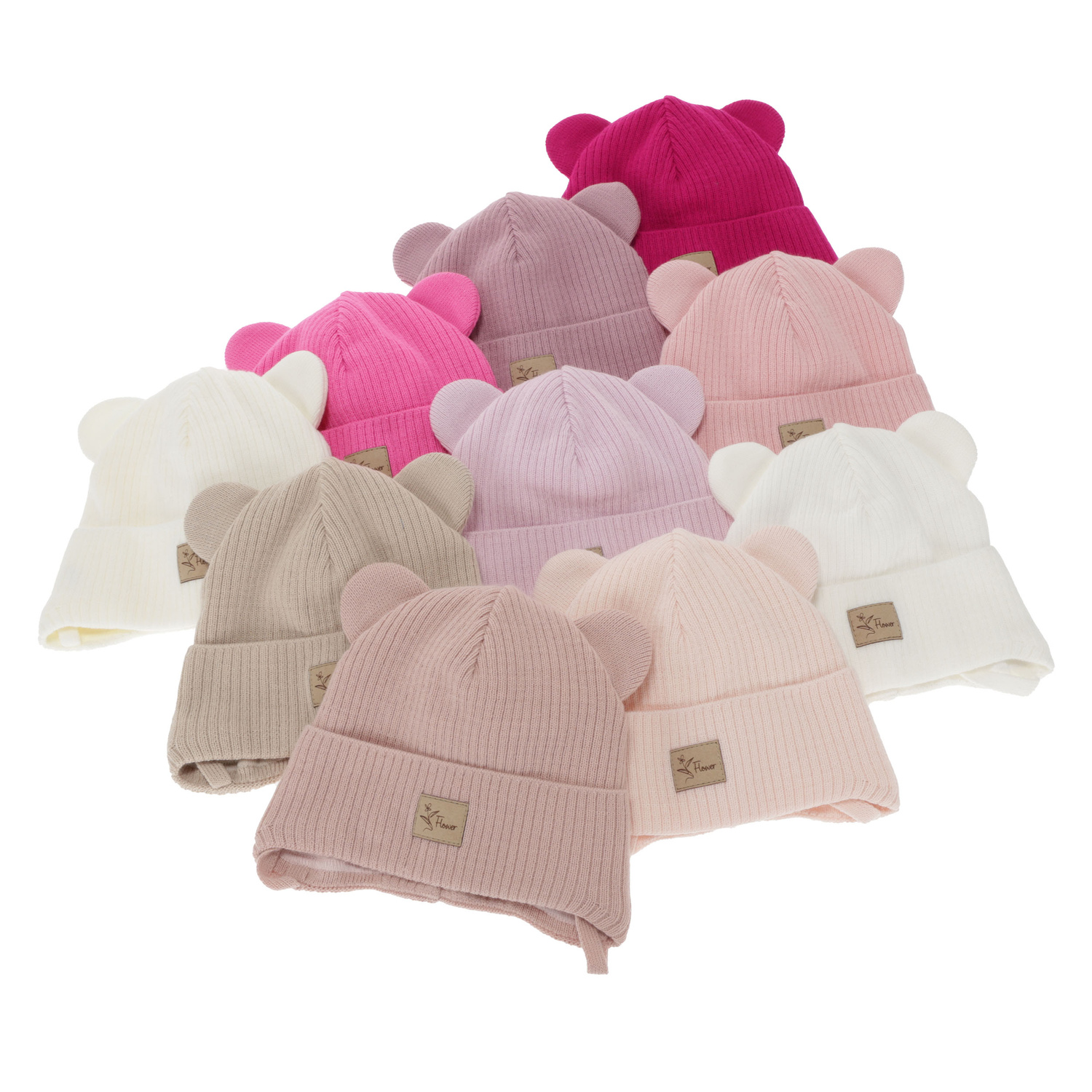 Pige efterår/forår hue, beige, med bindebånd, Djona