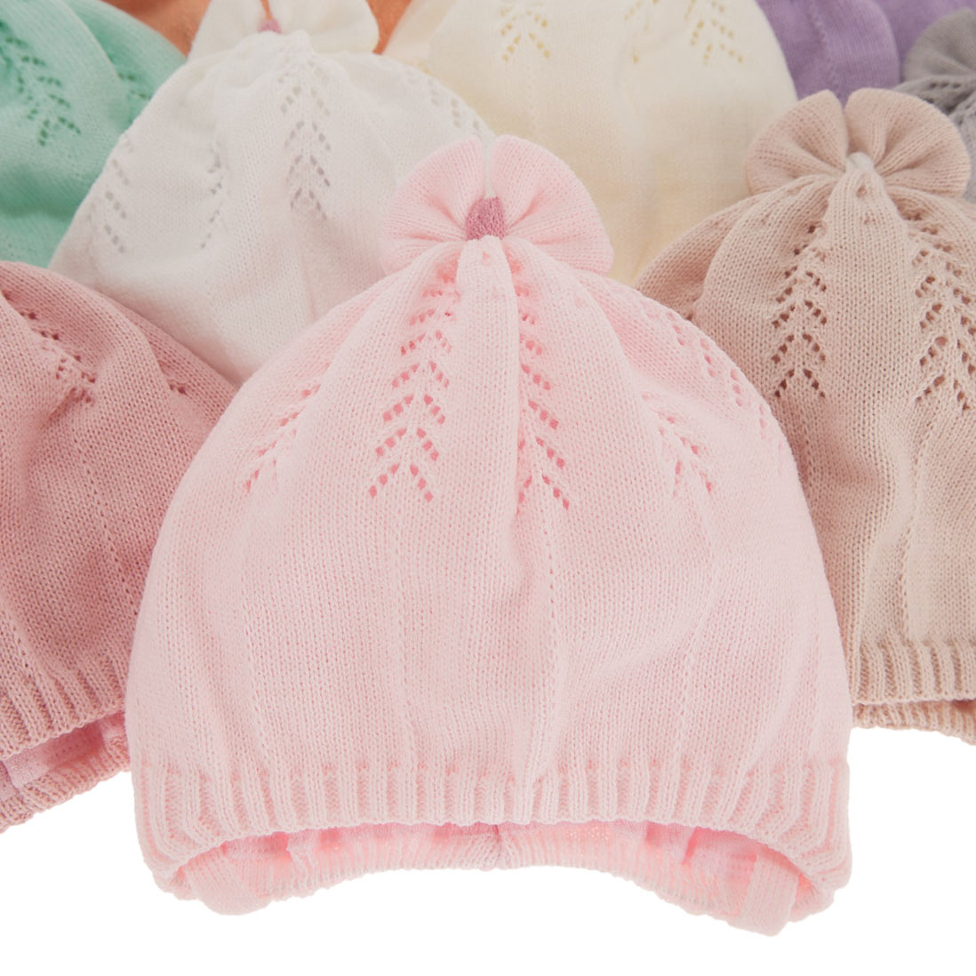 Pige efterår/forår hue, hvid, med bindebånd, Ginara