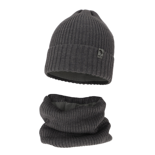 Dreng vintersæt, grå, med merinould, foret med fleece, Gecko