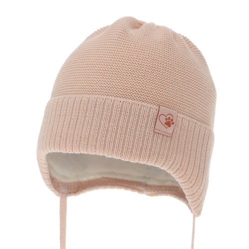 Pige vinterhue, morel, med bindebånd, med merinould, Dari