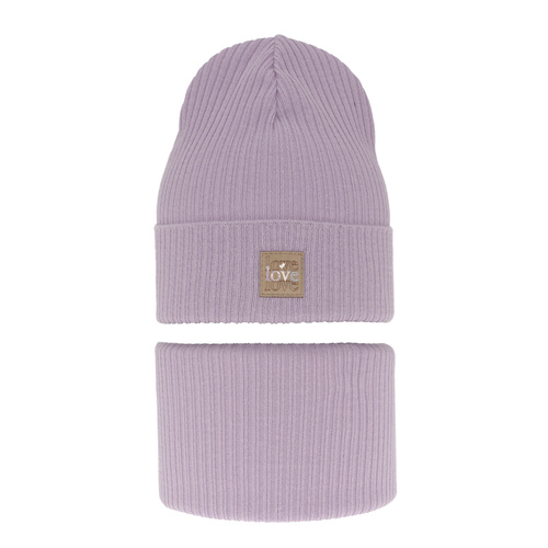 Pige efterår/forår sæt: hue og halsvarmer, med bomuld, lilla, Furora