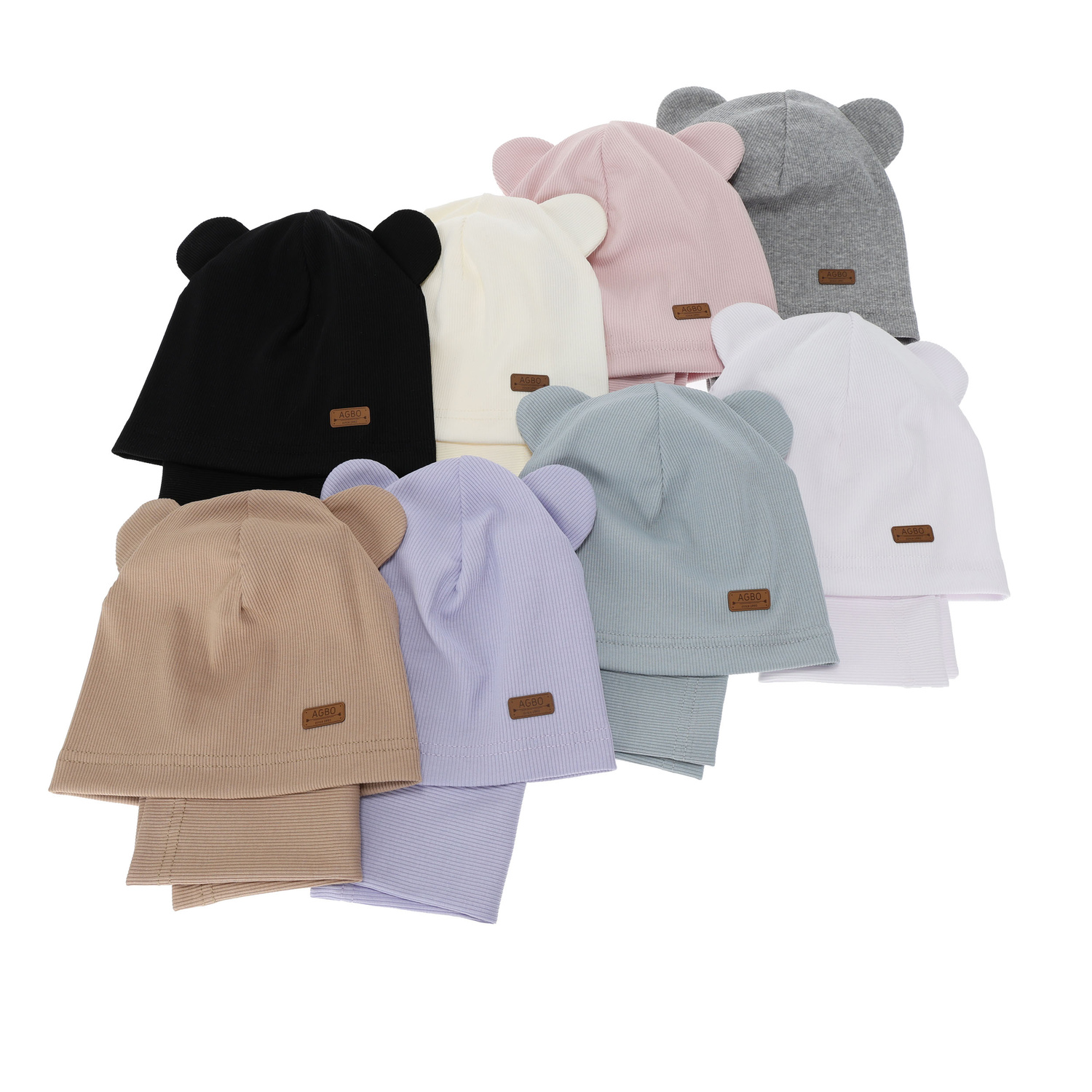 Pige efterår/forår sæt: hue og halsvarmer, bomuld, beige Georgea