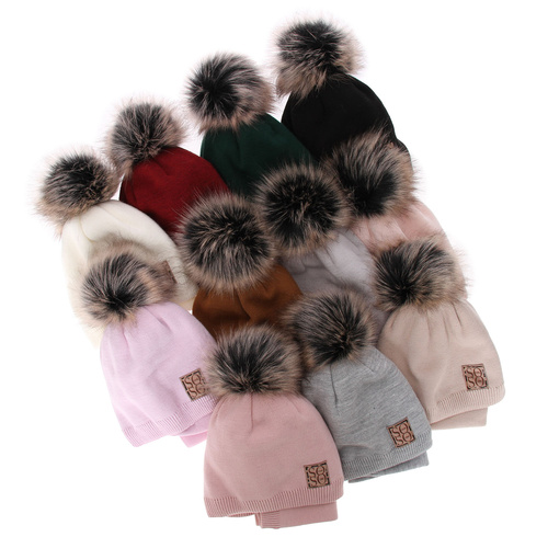 Pige vintersæt: hue og halsrør, grøn, med garn pompon, Apolinka