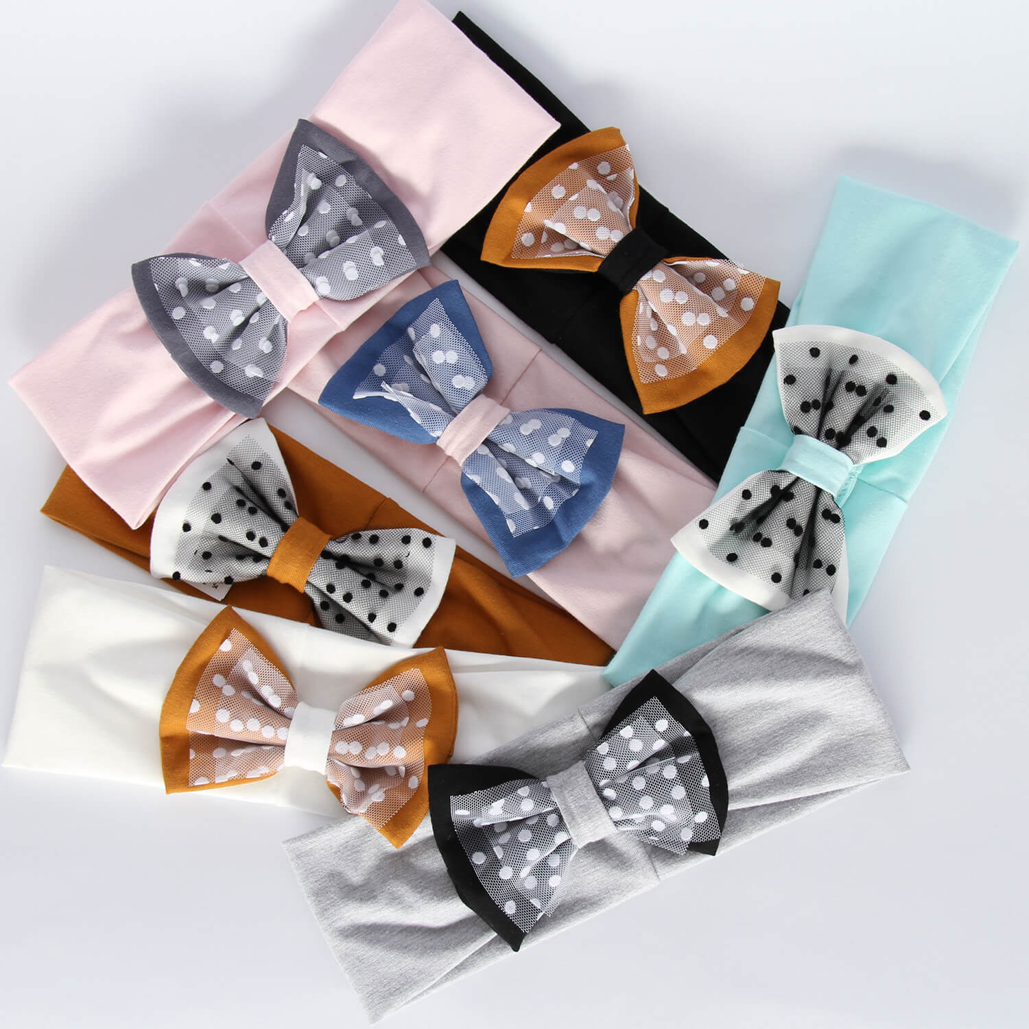 Pige efterår/forår pandebånd, honning, bomuld, med sløjfe, Celinka