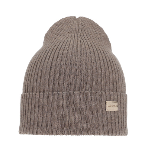 Dame vinterhue, mørk beige, med merinould, Sophie