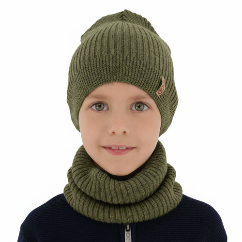 Dreng efterår/forår sæt, khaki, 100% Merino Uld, Chester