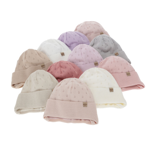 Pige efterår/forår hue, beige, med bindebånd, Froya