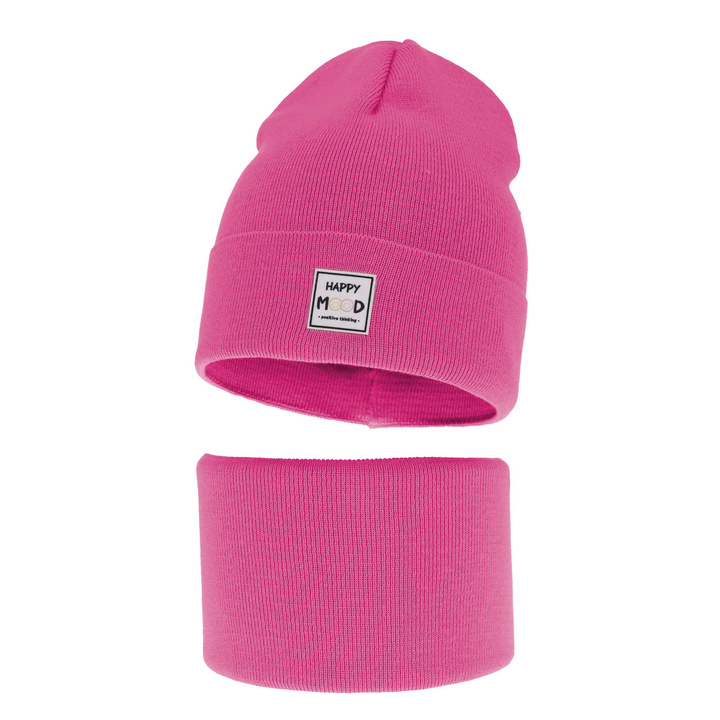 Pige efterår/forår sæt: hue og halsvarmer, med bomuld, rosa, Mersila