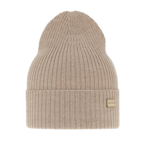 Dame vinterhue, mørk beige, med merinould, Sophie