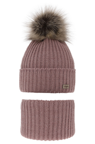 Pige vintersæt: hue og halsrør, med garn pompon, Willow