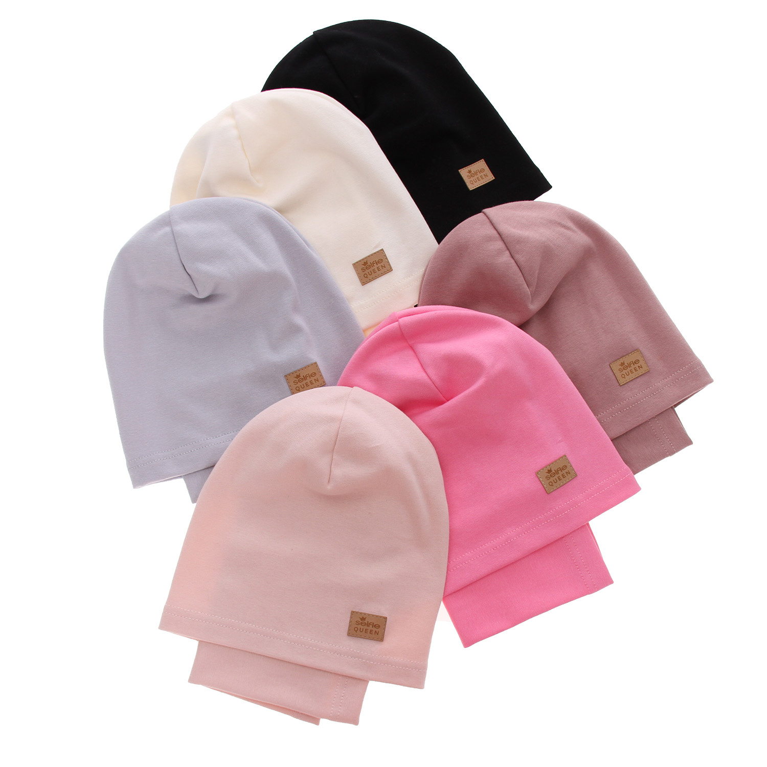 Pige efterår/forår sæt: hue og halsvarmer, lilla, bomuld, Selfie