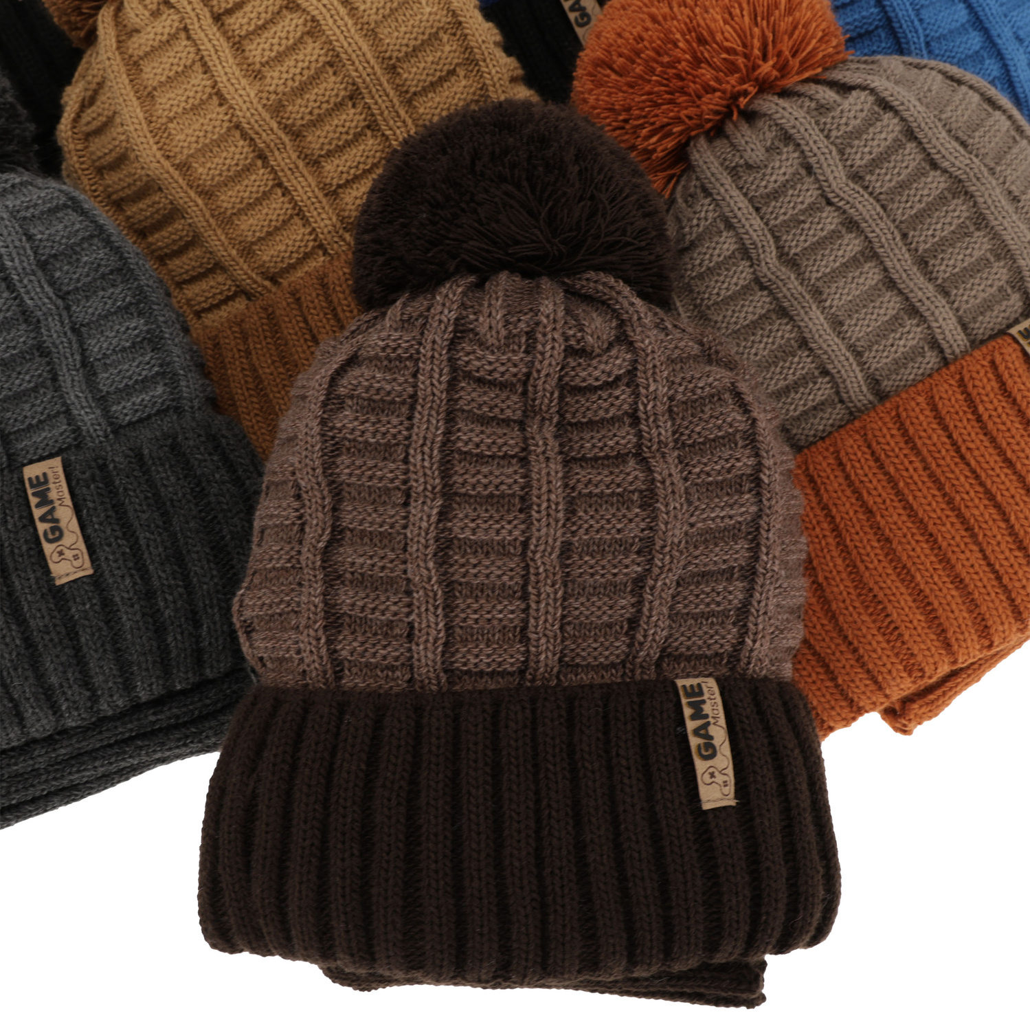 Dreng vintersæt, grå, med garn pompon, Leo