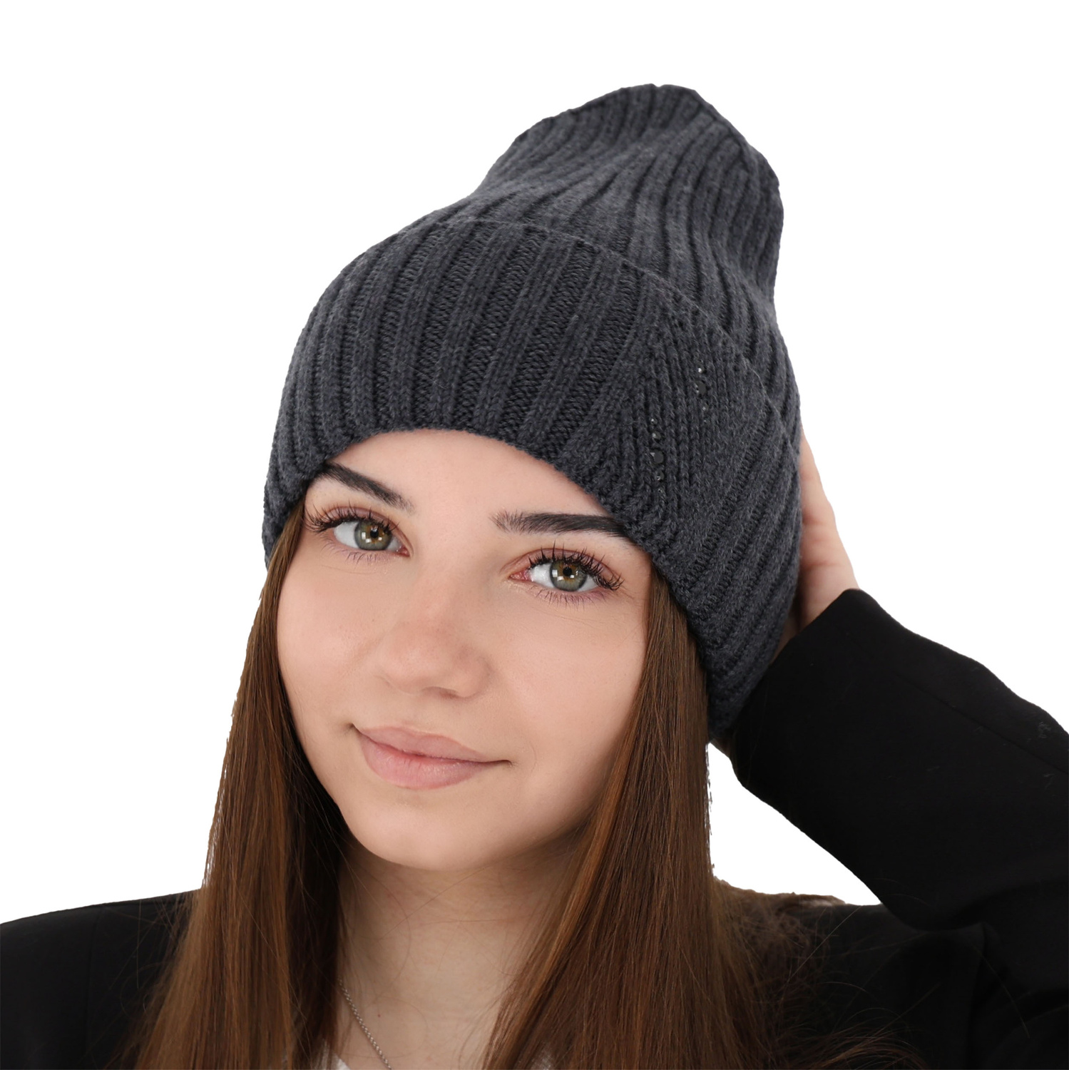 Dame vinterhue, grå, med merinould, Ariga