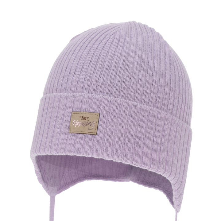 Pige efterår/forår hue, lilla, med bindebånd, med bomuld, Tindra