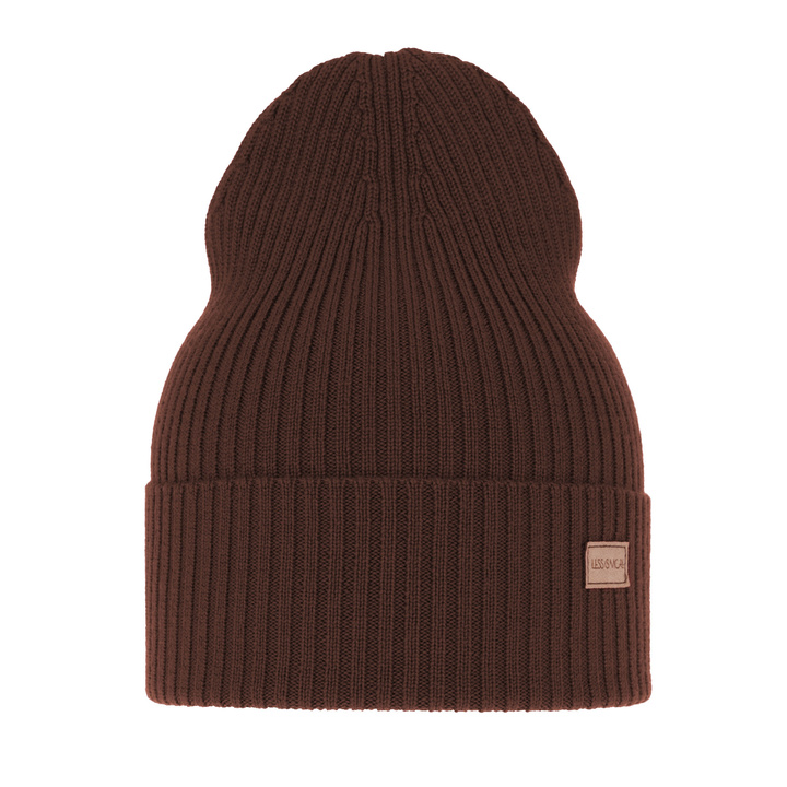 Dame vinter/forår hue, brun, 100% Merino Uld, Sophie