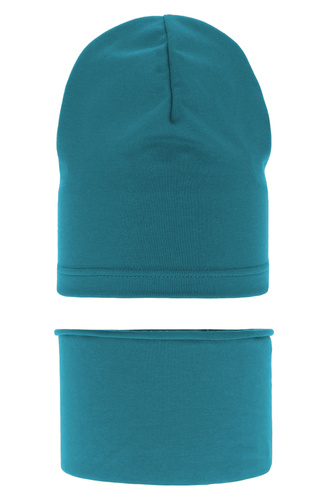 Dreng efterår/forår sæt: hue og halsvarmer, smaragdgrøn, bomuld, Hazel