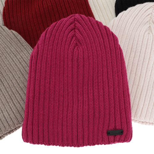 Dame vinterhue, mørk beige, med merinould, Soletta