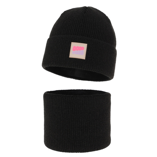 Pige vintersæt: hue og halsvarmer, sort, Josephin