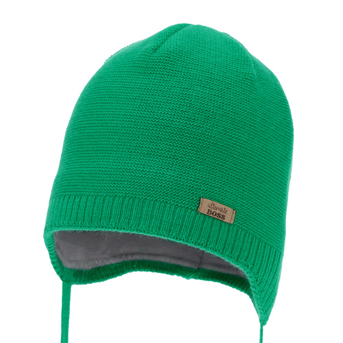 Dreng efterår/forår hue, grøn, med bindebånd, Valdis