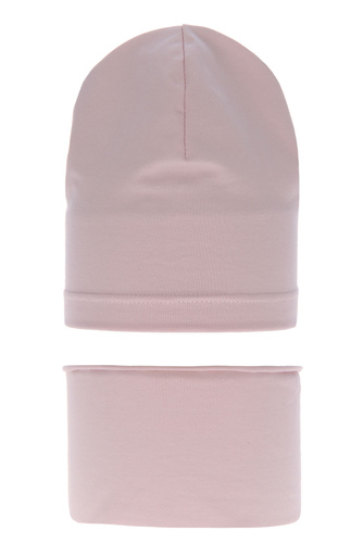 Pige efterår/forår sæt: hue og halsvarmer, pink, bomuld, Hazelka