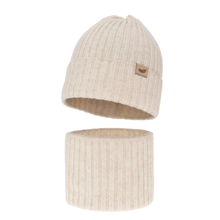 Pige vintersæt, lys beige, med merinould, Karmina