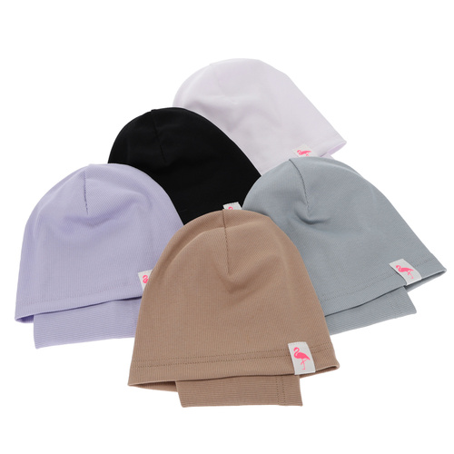 Pige efterår/forår sæt: hue og halsedisse, bomuld, beige, Rumilla