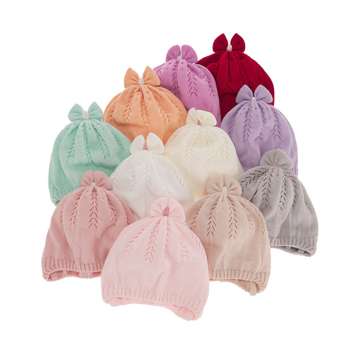 Pige efterår/forår hue, cremefarvet, med bindebånd, Ginara