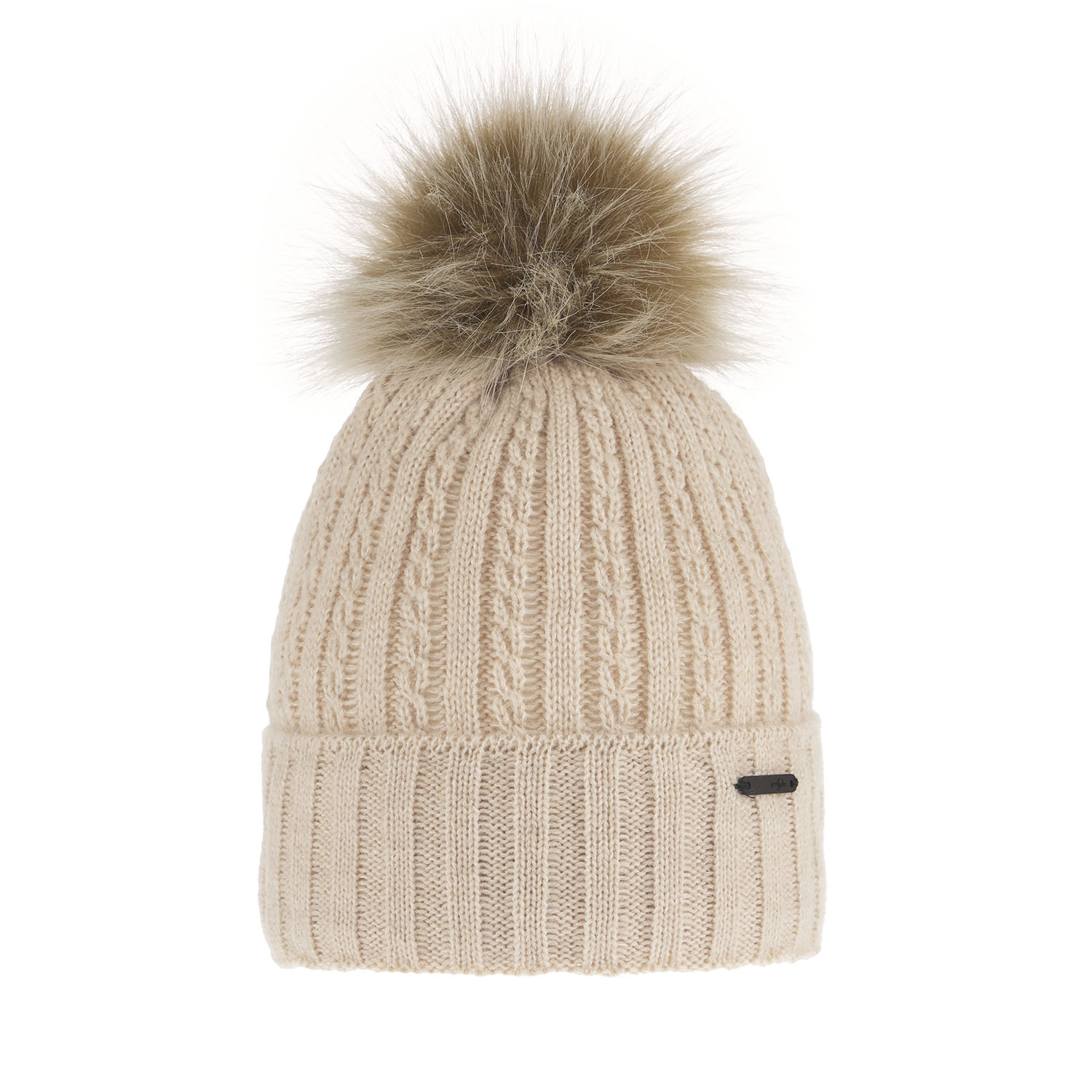 Dame vinterhue, vinter, beige, med garn pompon, Karizma
