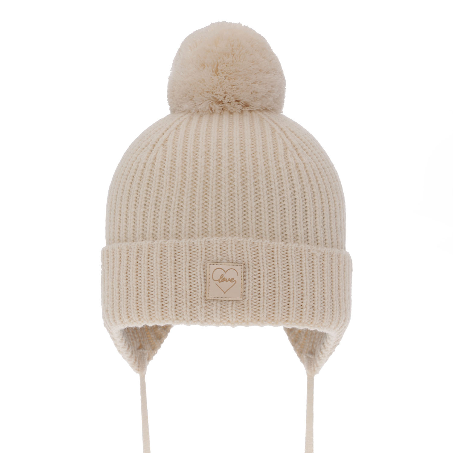 Pige vinterhue, lyserød, med merinould, foret med uld, med bindebånd, Hakkari