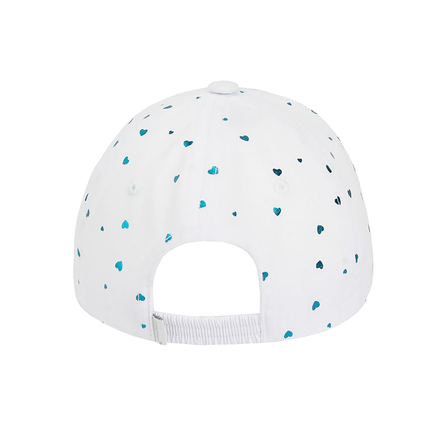 Pige baseball kasket, efterår/forår, hvid med sølv hjerter, bomuld, Pretty