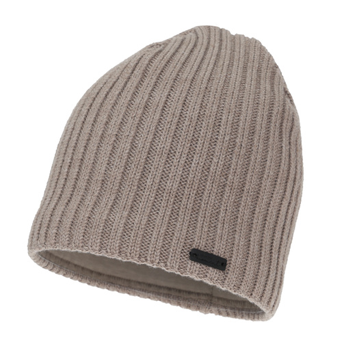 Dame vinterhue, mørk beige, med merinould, Soletta