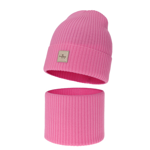 Pige efterår/forår sæt, pink, med merinould, Vanita