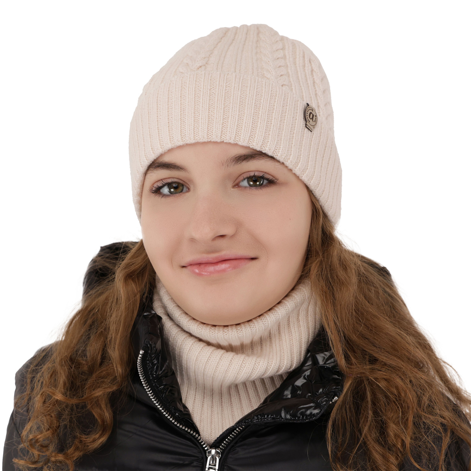 Pige vintersæt: hue og halsvarmer, sort, med 100% Merino Uld, Jenny