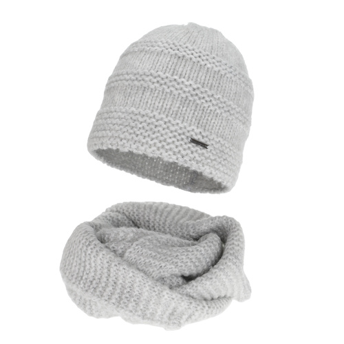 Dame vintersæt: hue og halsvarmer, lyserød, med merinould, Driva