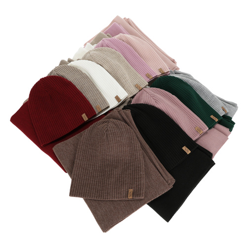 Dame vintersæt: hue og tørklæde, brun, Fena