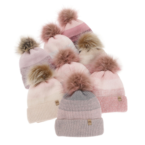 Pige vintersæt, grå, med garn pompon, Gimena