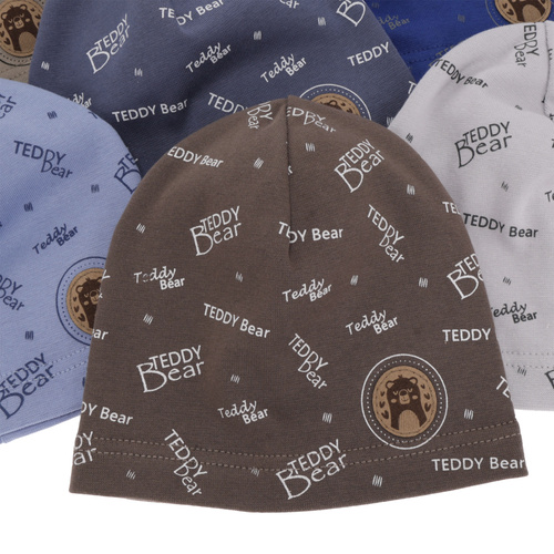 Dreng efterår/forår beret, blå, med patch, med tryk, Tedi