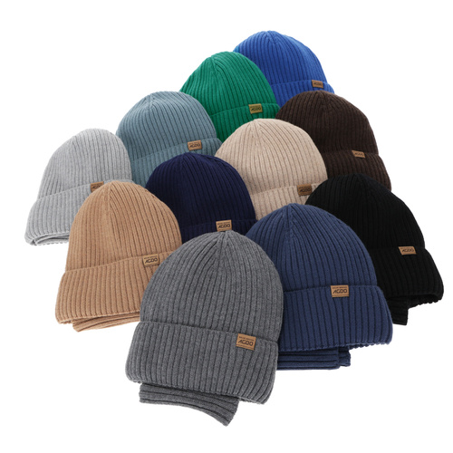 Dreng vintersæt (hue og halsvarmer), vinter, 100% Merino Uld, foret med merinould, blå, Domin