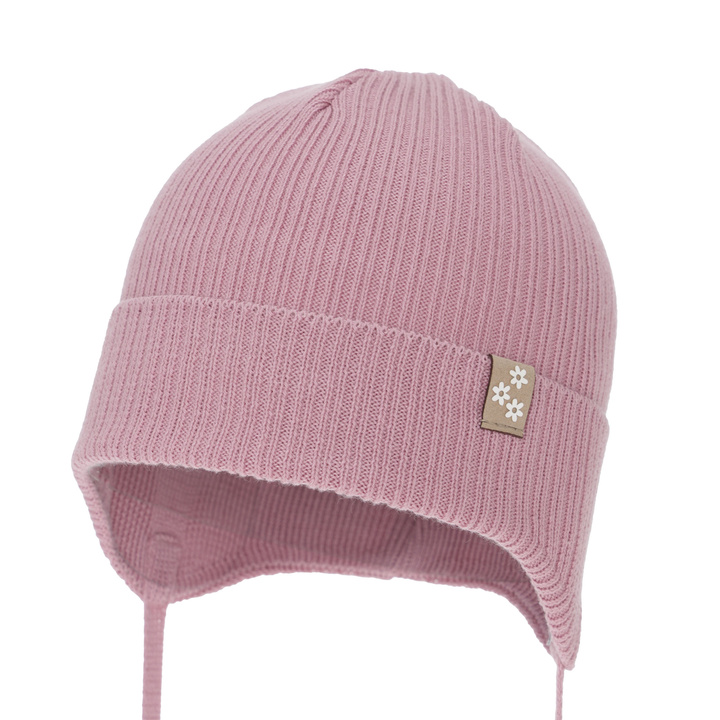 Pige efterår/forår hue, wrzosowa, med bindebånd, 100% bomuld, Lunara