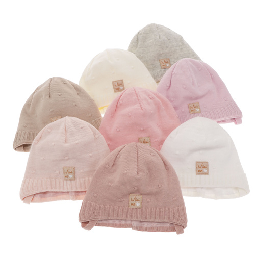 Pige efterår/forår hue, pink, med bindebånd, Celine